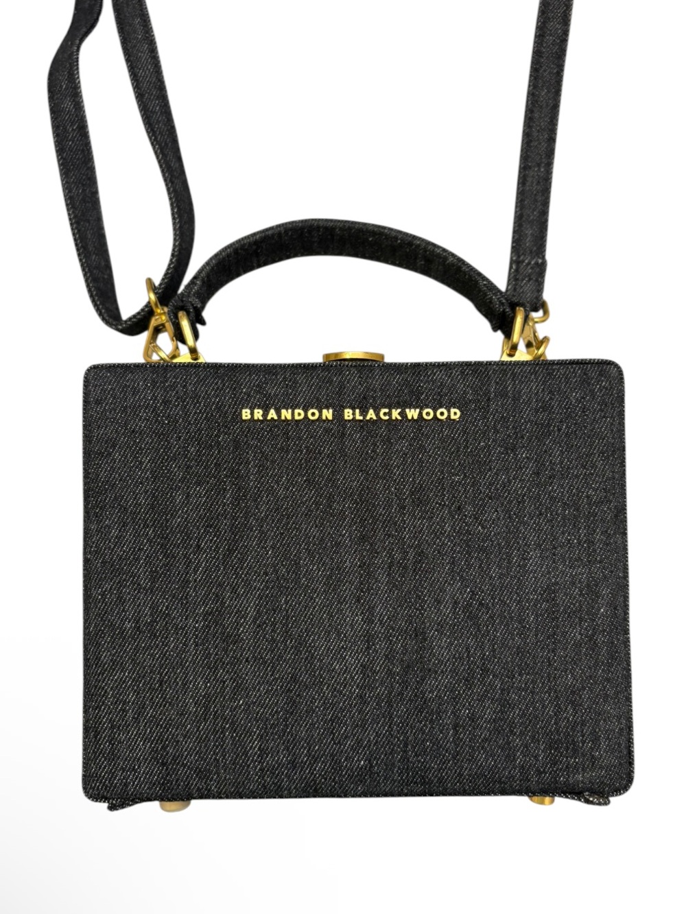 Brandon Blackwood dark Denim Structured mini trunk Box Bag
